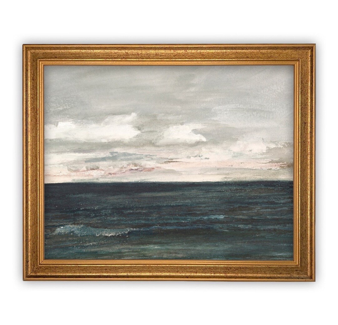 Framed Coastal Seascape Canvas Print: Vintage Beach Art - Etsy