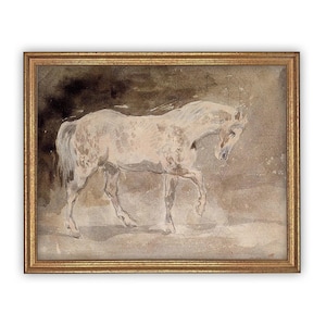 Vintage Horse Art: Framed Canvas Farmhouse Print