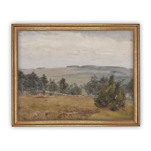 Lienzo impreso vintage enmarcado: Arte de paisaje otoñal
