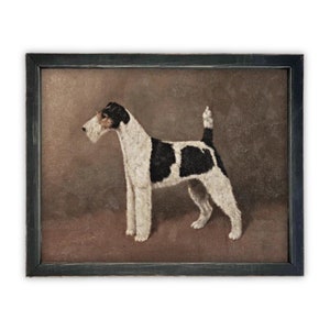 Vintage Framed Dog Canvas Art Print: Nursery Decor