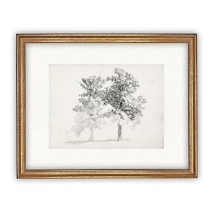 Vintage Framed Canvas Art // Framed Vintage Print // Vintage Painting // Black White Trees Sketch // Farmhouse print //BOT-123 Bild 2