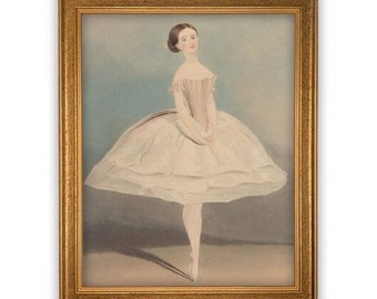 Vintage Ballerina Art: Framed Canvas Print for Nursery