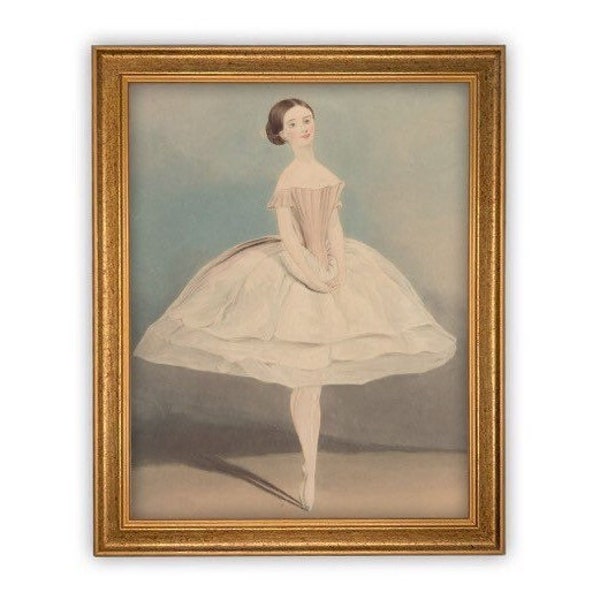 Vintage Framed Canvas Art  // Framed Vintage Print // Vintage Painting // Vintage Ballerina Art // Girls Room or Nursery print //#P-520