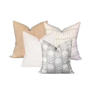 Linen + Cloth Curated Collection "Sloan" // Rose Tarlow Faso, Clay McLaurin Twine and Zinnia //  Designer Pillow Combos