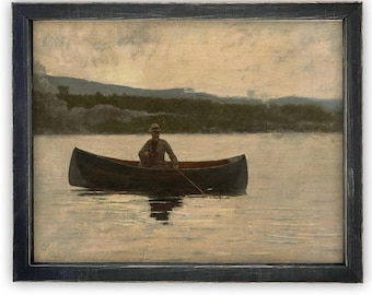 READY to SHIP 11x14 Canvas Lake Landscape Print: Vintage Cabin Art