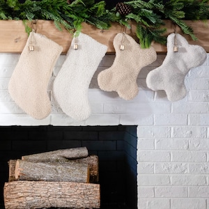Sherpa Christmas Stockings  | Trendy Christmas Stocking | Modern Farmhouse Christmas Stockings | Boutique High End | Neutral Stockings