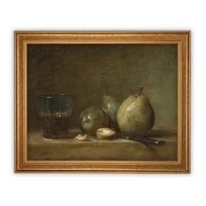 Vintage Framed Canvas Art  // Framed Vintage Print // Vintage Fruit Painting // Still Life Kitchen Painting // Farmhouse print //#ST-606