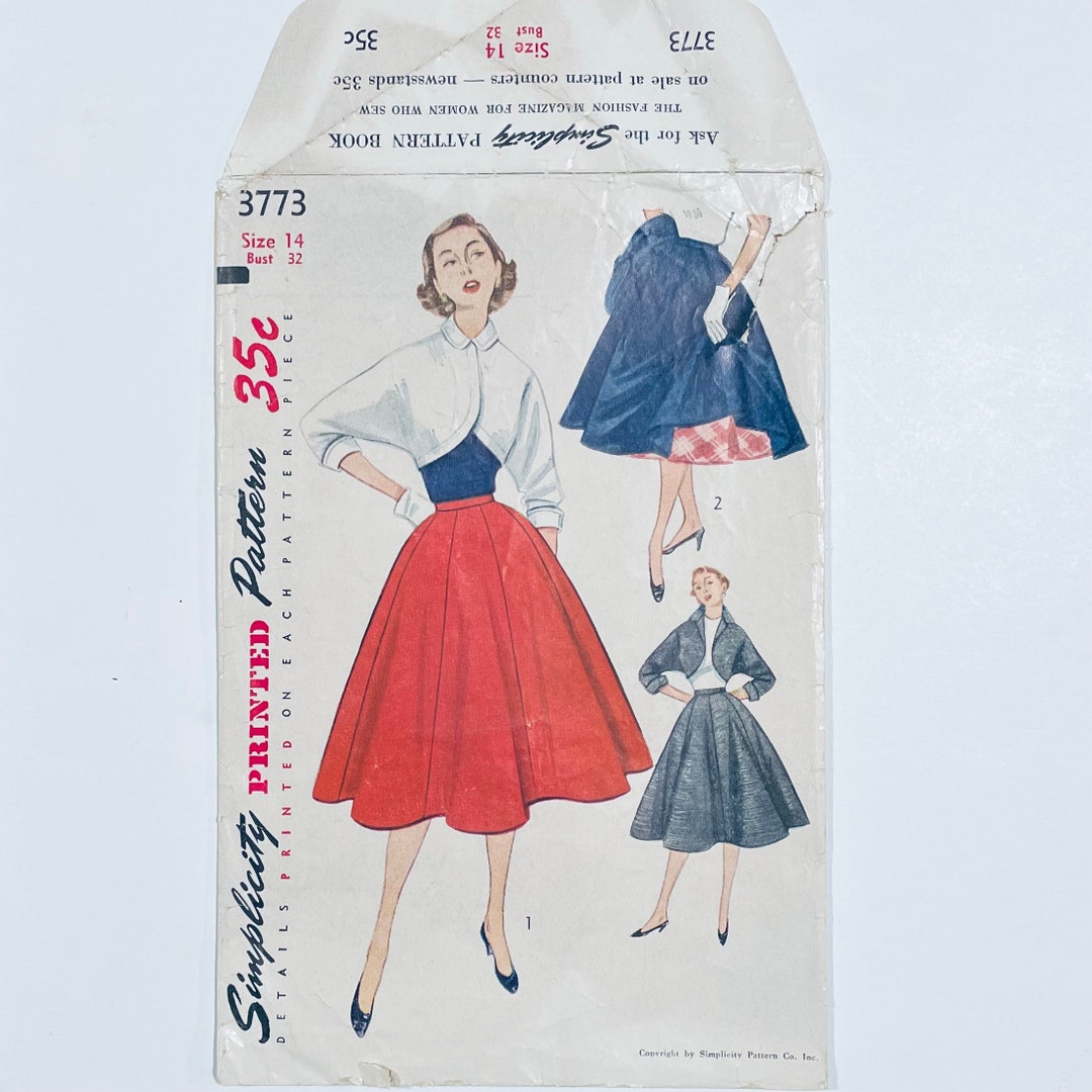 W-26 Circle Skirt & BOLERO 1950s Pattern Simplicity 3773 8 - Etsy