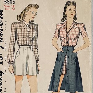 B-36, 1940s playsuit, shorts pattern, shirt, skirt, Simplicity 3885, beach wear, blouse, WWII Make Do & Mend