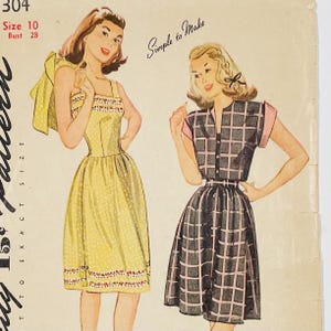 1940s Sundress Bolero Sewing Pattern: Simplicity 1304, Bust 28