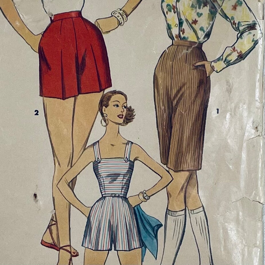 1950's Simplicity Girl's High Waisted Short, Bermuda Shorts, and Pants - Waist 23
