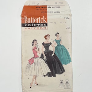 Evening dress, dancing dress, bridal, prom, evening gown, 1950s pattern, Butterick 7394 UNCUT, waist 25