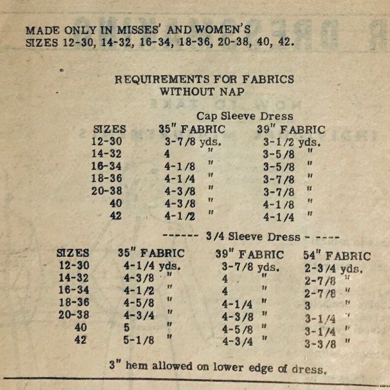 Anne Adams mail order dress pattern unprinted Bust 34 1940s