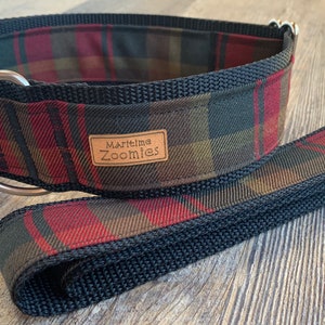 Maple Leaf Tartan Dog Collar, Maritime, PEI, Canada, Red, Green, Celtic