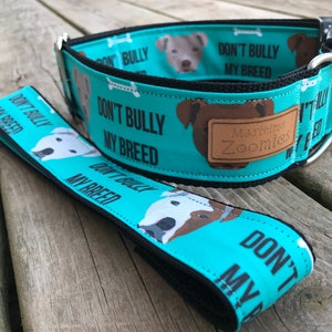 Don’t Bully my Breed Dog Collar, Maritime, PEI, Teal, Pitbull, Pittie, Pibble, Staffy, Amstaff