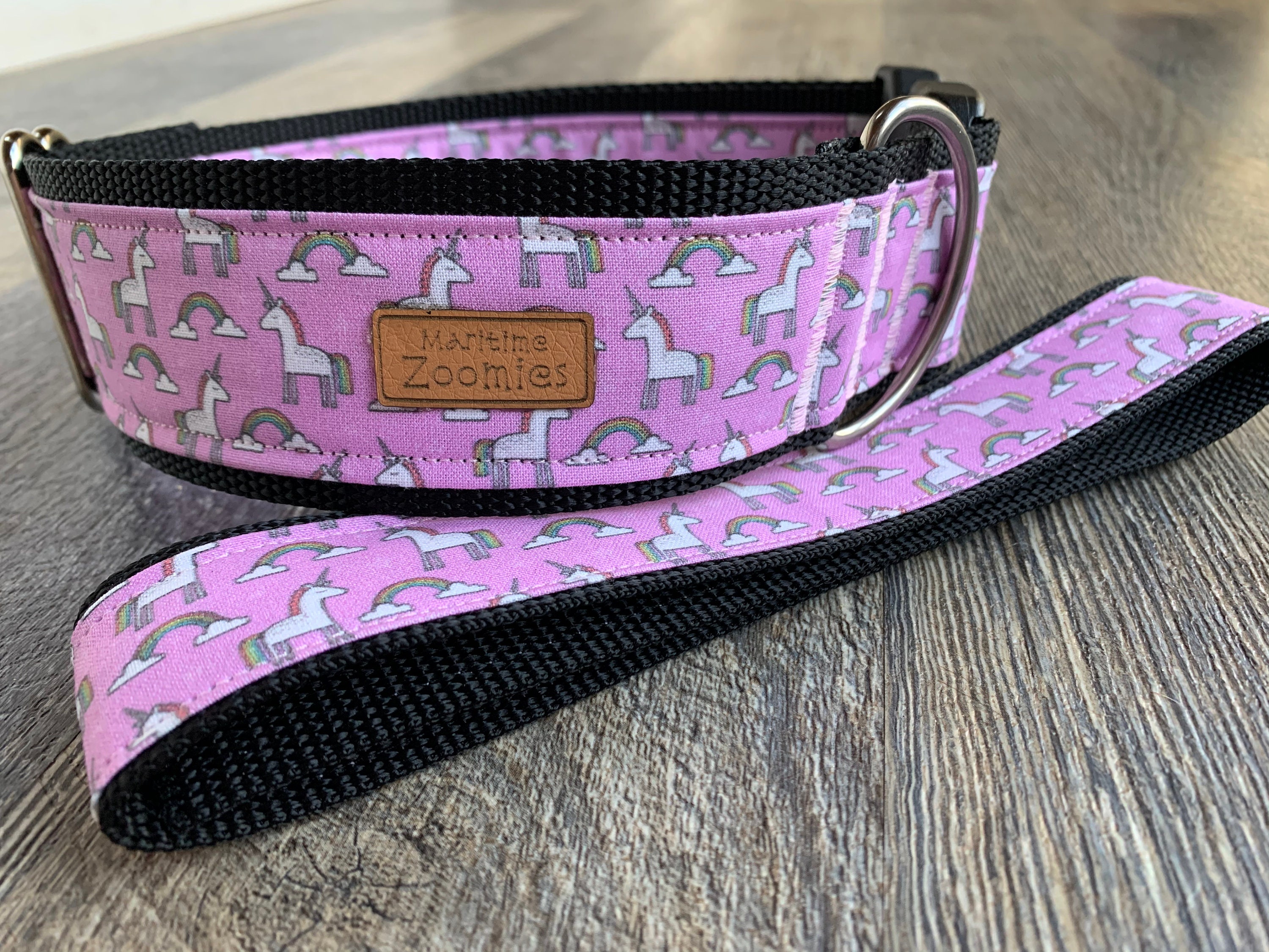 Unicorns and Rainbows Dog Collar, Maritime, PEI, Canada, Pink, Pretty, Princess