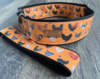 Chickens Dog Collar, Maritime, PEI, Canada, Orange