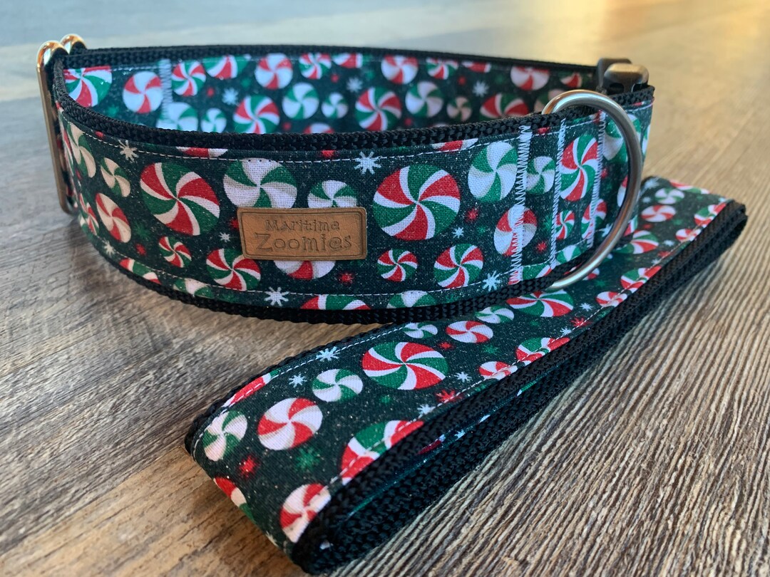 Sparkly Christmas Candy Dog Collar, Maritime, PEI, Holiday, Green, Red