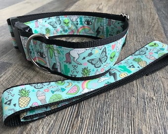 Doodle Art Dog Collar, Maritime, PEI, Unicorn, Alien, Cactus, Pineapple, Lightening, Heart