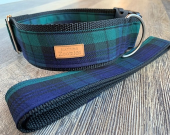 Black Watch Tartan Dog Collar, Maritime, PEI, Canada, Blue, Green, Celtic