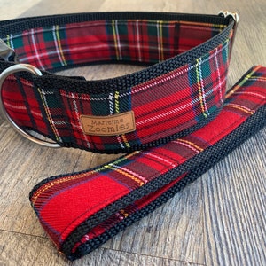 Royal Stewart Tartan Dog Collar, Maritime, PEI, Red, Green, Yellow. Celtic