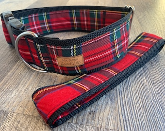 Royal Stewart Tartan Dog Collar, Maritime, PEI, Red, Green, Yellow. Celtic