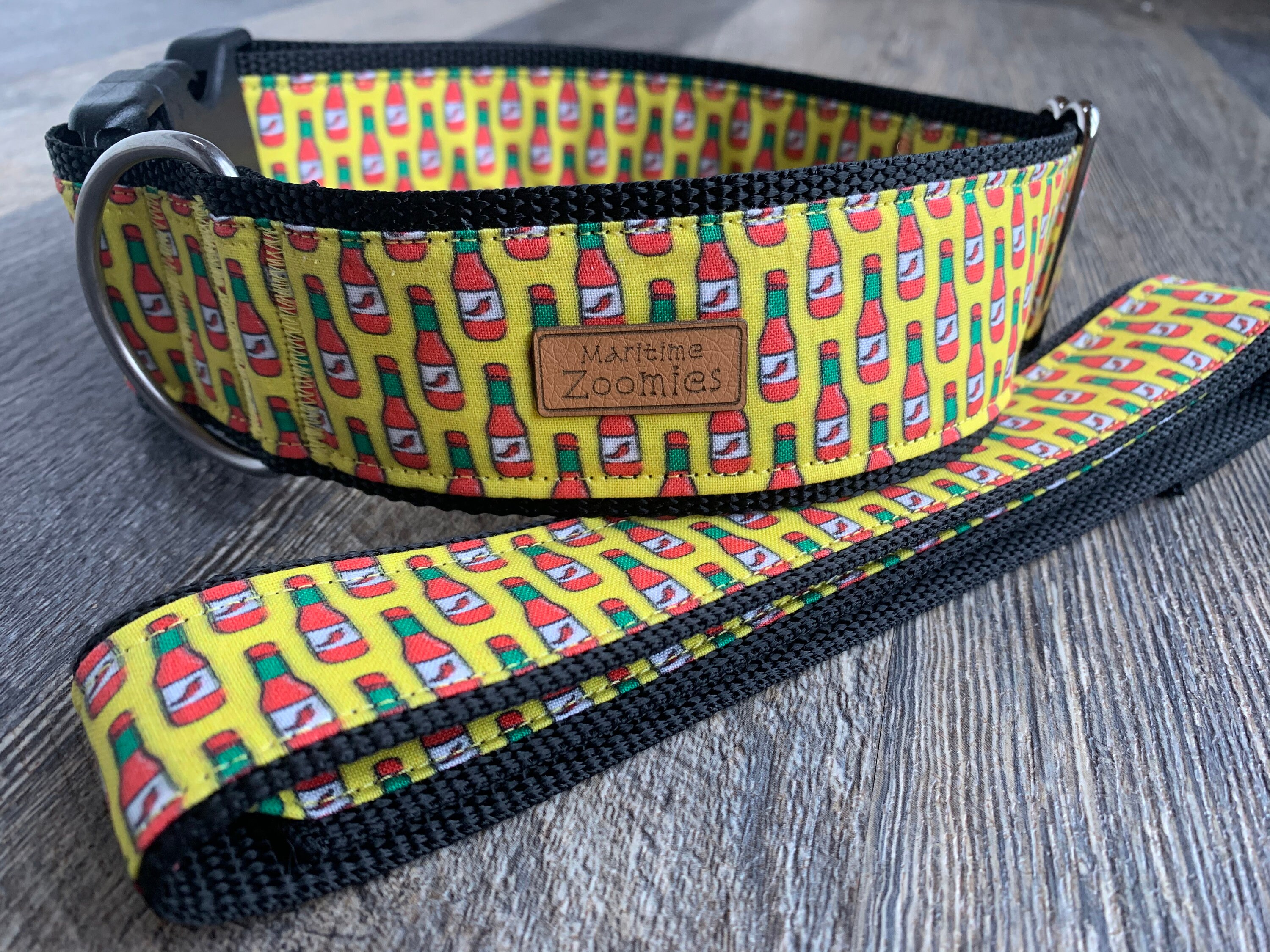 Hot Sauce Dog Collar, PEI, Canada, Yellow, Spicy, Tabasco, Hot Pepper