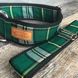 Cape Breton Tartan Dog Collar, Maritime, PEI, Green, Yellow, Nova Scotia