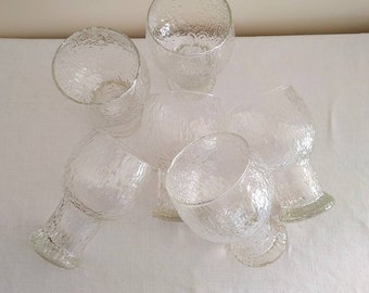 MCM Crown Corning "Festive" textured clear glass Goblets