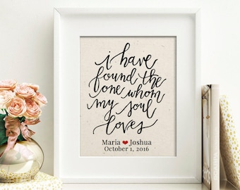 I Have Found the One Cotton Print | Engagement Gifts for Couple | Personalized Wedding Gift | 3 Year Anniversary Gift | 3rd Anniversary Gift