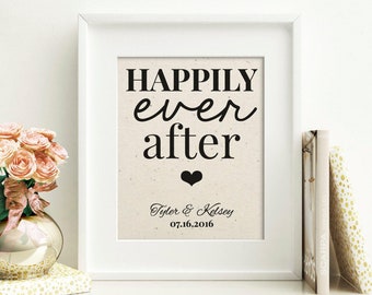 Happily Ever After Cotton Print | Bridal Shower Gift Idea | Wedding Gift for Couple | 2 Year Anniversary Gift | Gift for Wife | Husband Gift