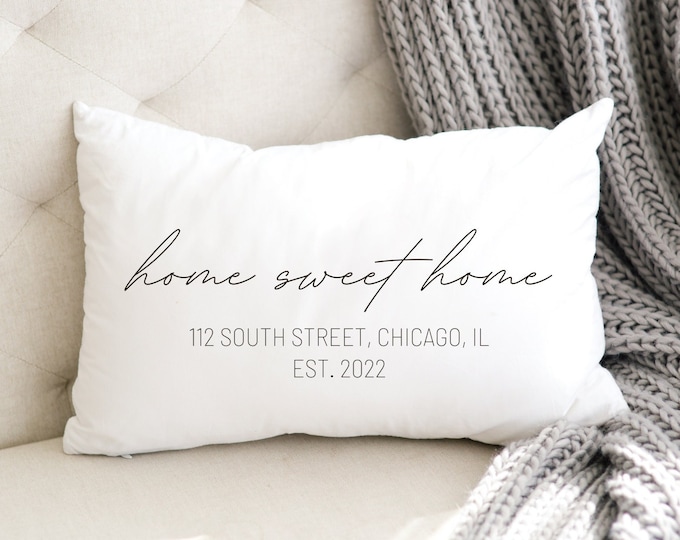 Address Housewarming Gift New Farmhouse Pillow Couple First Home Gift Rustic Housewarming Custom Address Decor New Home Pillow