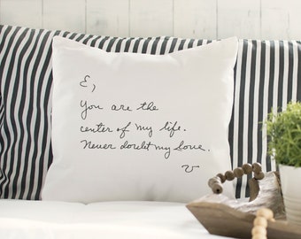 Love Note Pillow, Personalized Valentines Gift, Personalized Pillow, Handwritten Pillow Case, Personalized Pillow Case, Handwritten Gift