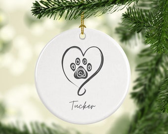 Custom Pet Ornament, Ceramic Custom Dog Ornament Personalized, Pet Memorial, Pet Gift, Pet Name Christmas Gift, Pet Art