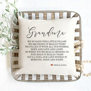 Grandma Gift Pillow for Grandma 18 x 18 Cotton Pillow Mothers Day Gift for Grandma from Grandkids Personalized w/ Grandkids Names Mom Gift