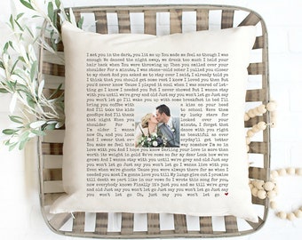 Song Lyric Pillow 2nd Anniversary Gift Cotton Wedding Vow Pillow Cotton First Dance Wedding Song Wedding Vow Keepsake Song Lyrics Gift