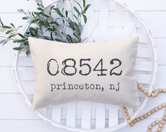 Zipcode Personalized Pillow Cover | Rustic Pillow Cover | Farmhouse Pillow Modern Pillow Cover House Warming Gift for New Home Housewarming
