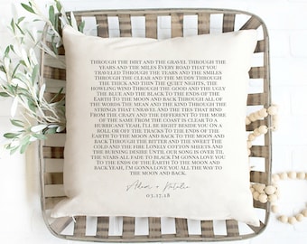 Valentines Day Song Lyric Pillow Wedding Gift Song Lyrics Anniversary Gift First Dance Lyric Wedding Song PillowBridal Shower Gift for Bride