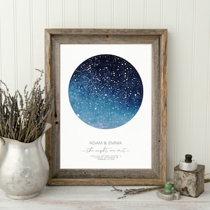 Personalized Star Map Print, Night We Married, When We Met, Stars The Night Sky, Stars Above Map Poster, Wedding Constellation Print Gift