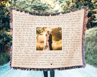 Song Lyric Blanket Personalized Photo Blanket 2nd Anniversary Gift for Parents Anniversary Gift for Couple Cotton Anniversary Gift