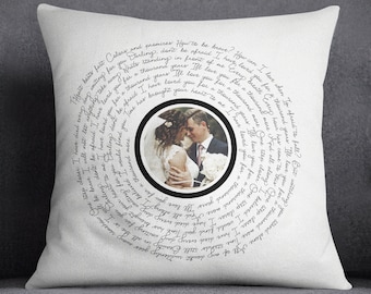 Song Lyric Pillow 2nd Anniversary Gift Cotton Wedding Vow Pillow Cotton First Dance Wedding Song Wedding Vow Keepsake Song Lyrics Gift