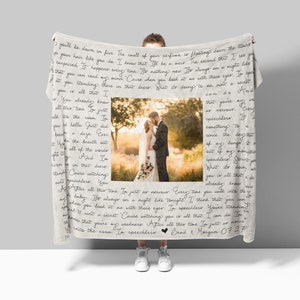 Photo Wedding Song Lyric Art Blanket Custom Song Lyrics Print on Fleece Blanket Wedding Anniversary Gift Engagement Gift for Bride Gift