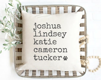 Family Names Pillow Grandkid Names Pillow Children Names Pillow Kids Names Pillow Grandchildren Names Pillow Grandma Gift Mothers Day Pillow