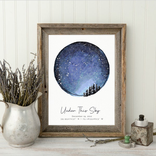 Custom Constellation Map, Star Map Print with Framing Options, Star Map Art, Constellation Map Baby, Wedding Gift Couple, Anniversary Gift