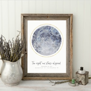 Anniversary Star Map Gift, Night Sky Map Print, Astronomy Gift For Couple, Celestial Map Print, Custom Star Map Print, Star Map By Date