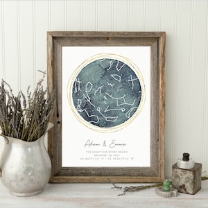 Custom Star Map, Special Date Anniversary Gift, Night Sky Print, Star Map Poster, Wedding Gift, Constellation Print, Digital Art