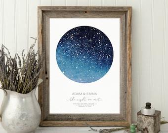 Personalized Star Map Print, Night We Married, When We Met, Stars The Night Sky, Stars Above Map Poster, Wedding Constellation Print Gift