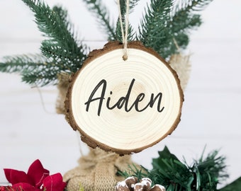 Personalized Name Ornaments, Custom Name Wood Slice Ornament, Wood Christmas Decoration, Personalized Christmas Ornament, Name on Wood Slice