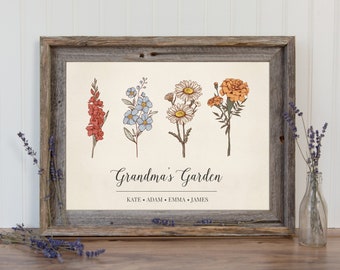 Mothers Day Gift Birth Flower Personalized Gift | Personalized Garden Print |  Personalized Gift For Her | Gifts For Her | Grandma Gift