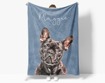 Custom Pet Blanket Using Pet Photo + Name Custom Dog Blanket Personalized Dog Blankets Cat Picture Blanket Pet Photo Blanket Dog Dad Gift